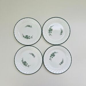 CORELLE Callaway Ivy Swirl Green Rim Appetizer Bread Plates, Set of 4